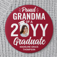 Graduate Photo Proud Grandma Modern Red and White