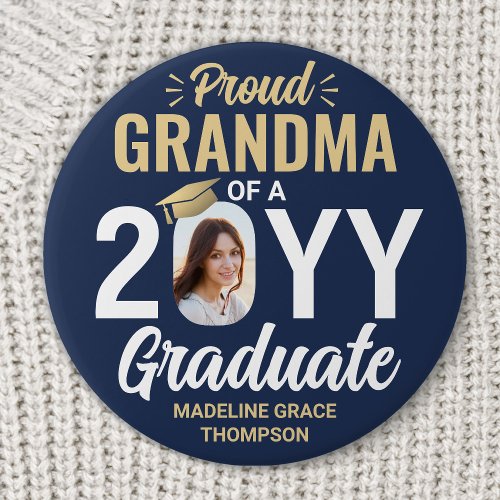 Graduate Photo Proud Grandma Navy Blue and Gold