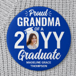 Graduate Photo Proud Grandma Royal Blue and White Button<br><div class="desc">Show your joy for the graduating senior with a stylish custom photo "Proud Grandma" round graduation button. The picture and text on this template are simple to personalize. The colors and font styles can be changed with the Zazzle Design Editor tool. Customize this button for any family member or friend,...</div>