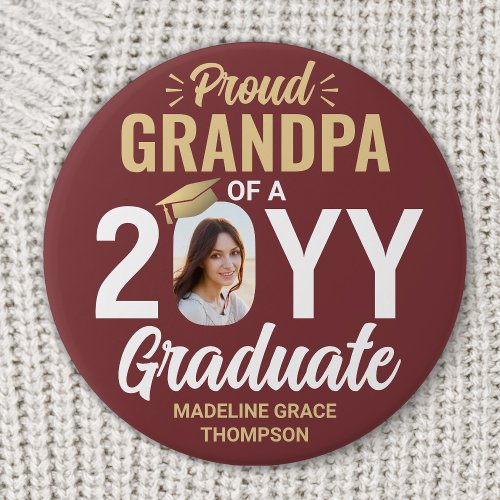Graduate Photo Proud Grandpa Burgundy Red and Gold