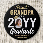 Graduate Photo Proud Grandpa Elegant Black & Gold Button<br><div class="desc">Show your joy for the graduate with a stylish custom photo "Proud Grandpa" round graduation button. The picture and text on this template are simple to personalize, and all wording, colors and fonts can be changed with the Zazzle design tool. It can be customized for any family member or friend,...</div>