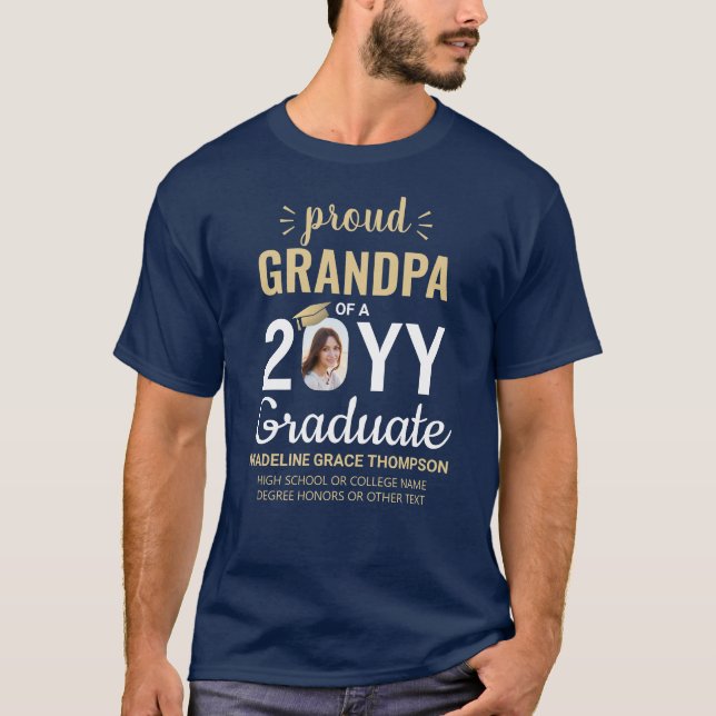 Graduate Photo Proud Grandpa Graduation Class Year T-Shirt (Front)