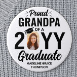 Graduate Photo Proud Grandpa Modern Black & White Button<br><div class="desc">Show your joy for the graduate with a stylish custom photo "Proud Grandpa" round graduation button. The picture and text on this template are simple to personalize, and all wording, colors and fonts can be changed with the Zazzle design tool. It can be customized for any family member or friend,...</div>