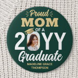 Graduate Photo Proud Mom Modern Green and Gold Button<br><div class="desc">Show your joy for the graduating senior with a stylish custom photo "Proud Mom" round graduation button. The picture and text on this template are simple to personalize. The colors and font styles can be changed with the Zazzle Design Editor tool. Featuring elegant modern typography and stylish calligraphy script, the...</div>