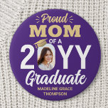 Graduate Photo Proud Mom Modern Purple and Gold Button<br><div class="desc">Show your joy for the graduating senior with a stylish custom photo "Proud Mom" round graduation button. The picture and text on this template are simple to personalize. The colors and font styles can be changed with the Zazzle Design Editor tool. Featuring elegant modern typography and stylish calligraphy script, the...</div>