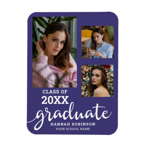 Graduate Photo Purple Graduation Announcement Magnet