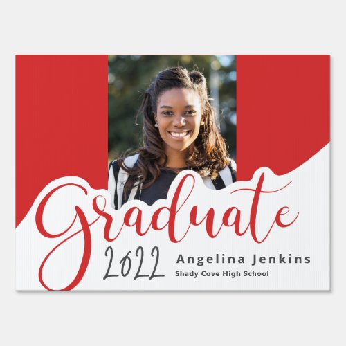 Graduate Photo Red Yard Sign