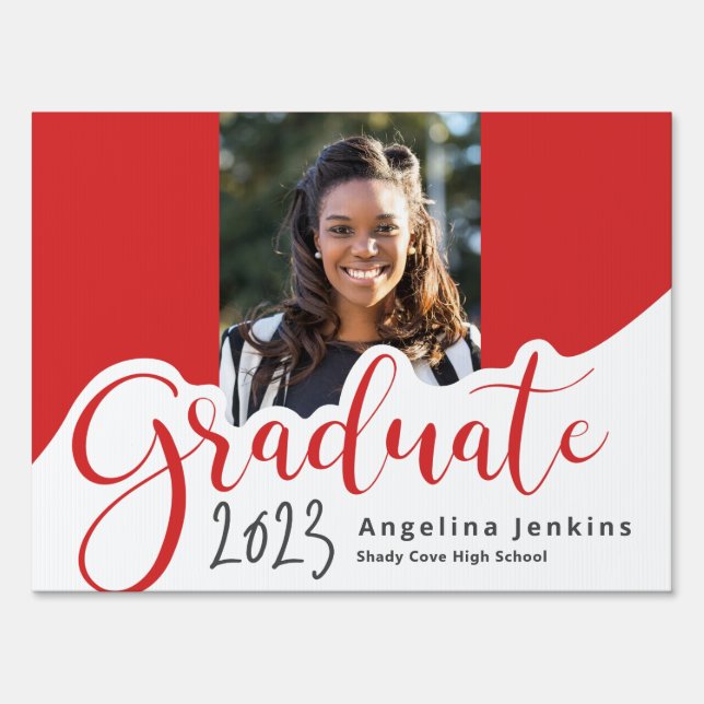 Graduate Photo Red Yard Sign (Front)