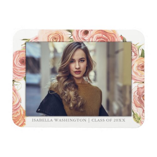 Graduate Photo | Romantic Watercolor Roses Magnet - ABOUT THIS DESIGN. Graduate Photo | Romantic Watercolor Roses Template. Create your own romantic graduation magnets by customizing this sweet design.