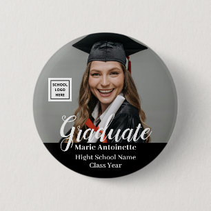 Graduate Photo School Logo Modern Graduation Button