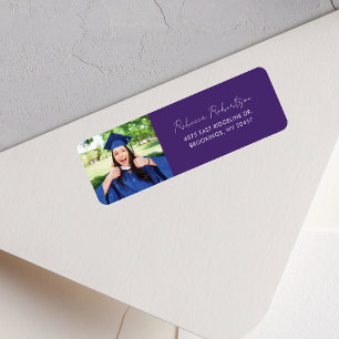 Graduate Photo Script Modern Return Address Label