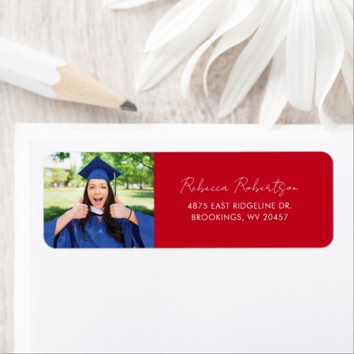 Graduate Photo Script Return Address Label