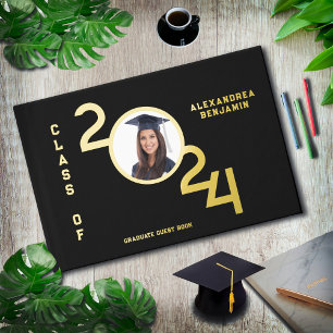 Graduate Photo Senior Class Year Gold Foil Guest Book