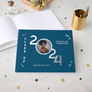 Graduate Photo Senior Class Year Silver  Foil Guest Book