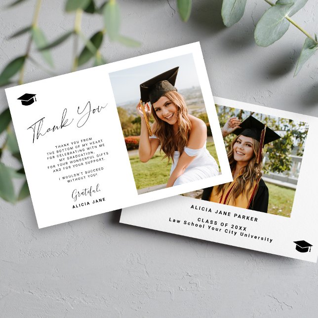 Graduate photo simple graduation thank you card (Creator Uploaded)
