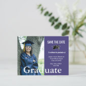 Graduate Photo Simple Purple Save Date Graduation  Announcement Postcard (Standing Front)