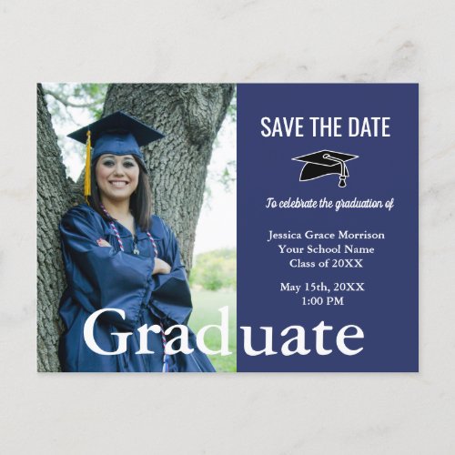 Graduate Photo Simple Save Date Graduation 2023 Announcement Postcard