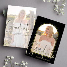Graduate Photo Simple Stylish Black and Gold Arch