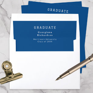 Graduate Photo Simple Stylish Blue Graduation Envelope Liner