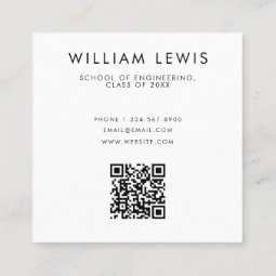 Graduate Photo Student Modern Minimalist QR Code Square Business Card ...