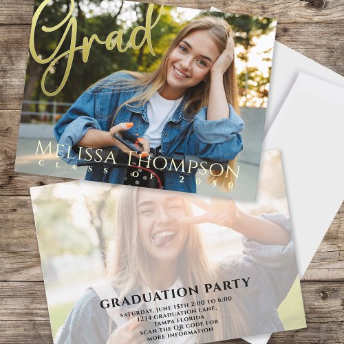 Graduate Photo Template Elegant Gold Calligraphy 