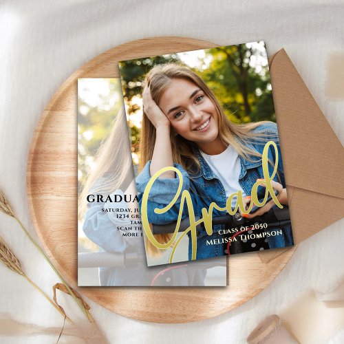 Graduate Photo Template Elegant Typography Gold