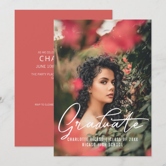 Graduate Photo Template Personalized Pink (Front/Back)