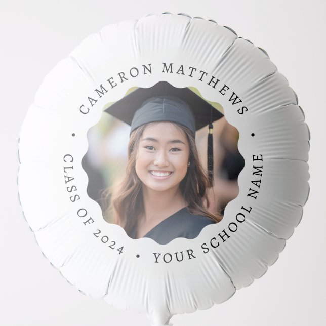 Graduate photo white wavy border graduation balloon (Front)