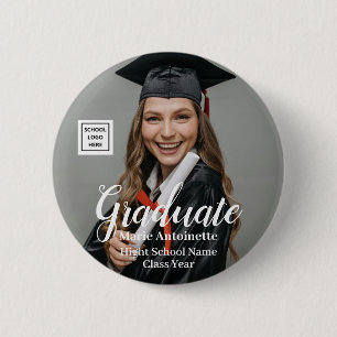Graduate Photo with School Logo Graduation Button