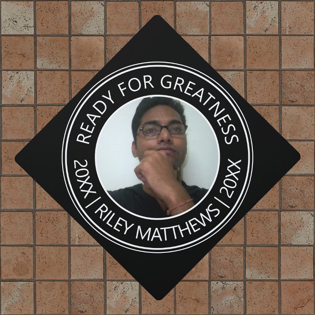Graduate Picture White On Black Inspirational Graduation Cap Topper (Creator Uploaded)