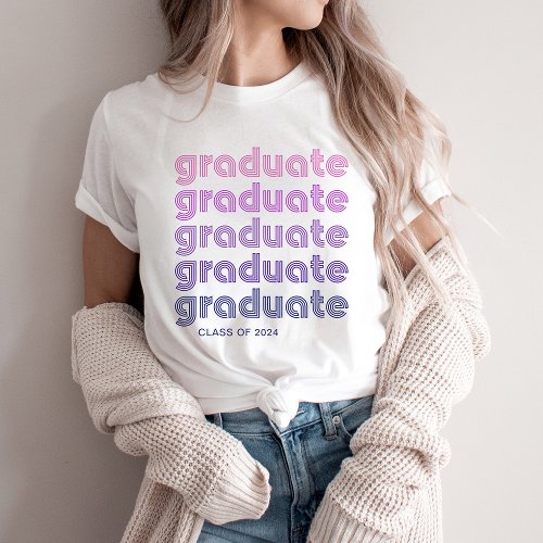 Graduate  Pink and Purple Disco Style Text T_Shirt