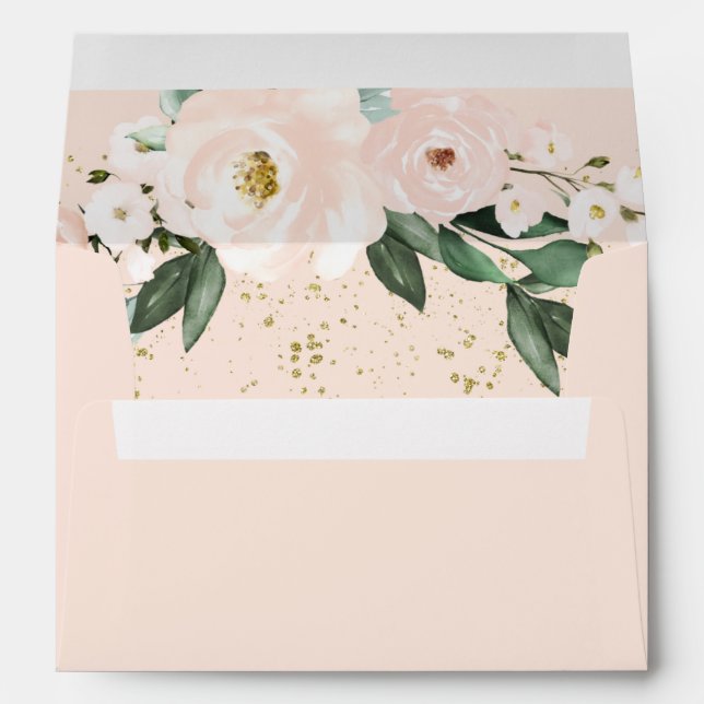 Graduate Pink Blush Floral Bouquet Elegant Envelop Envelope (Back (Bottom))