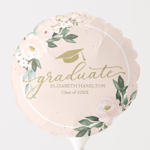Graduate Pink Blush Floral Graduation Party Balloon