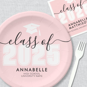 Graduate Pink Graduation Party Paper Plates