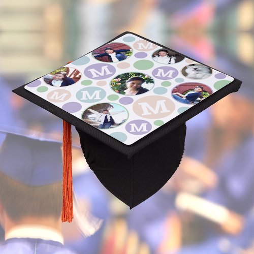 Graduate Polka Dot Pastels Photo Collage Graduation Cap Topper
