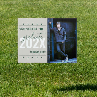 Graduate Proud Parent Tan & Green Yard Sign