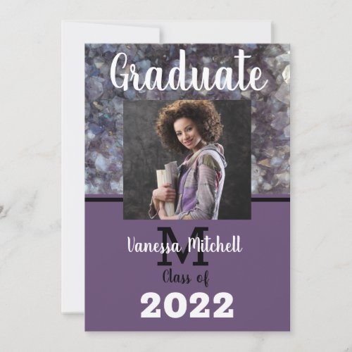 Graduate Purple Amethyst Graduation Invitation