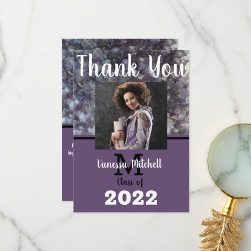  Graduate Purple Amethyst Graduation Thank You Card