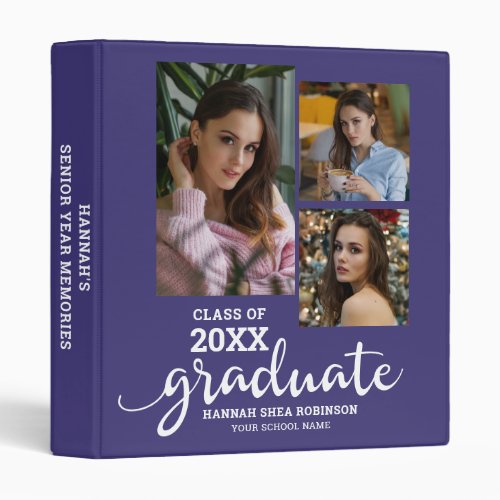 Graduate Purple Graduation Photo 2023 Album 3 Ring Binder