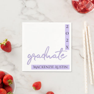 Graduate Purple Script Chic Lavender Keepsake Napkins