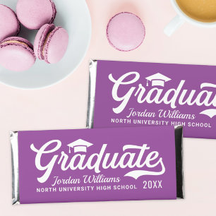 Graduate Purple Script Graduation Party Hershey Bar Favors