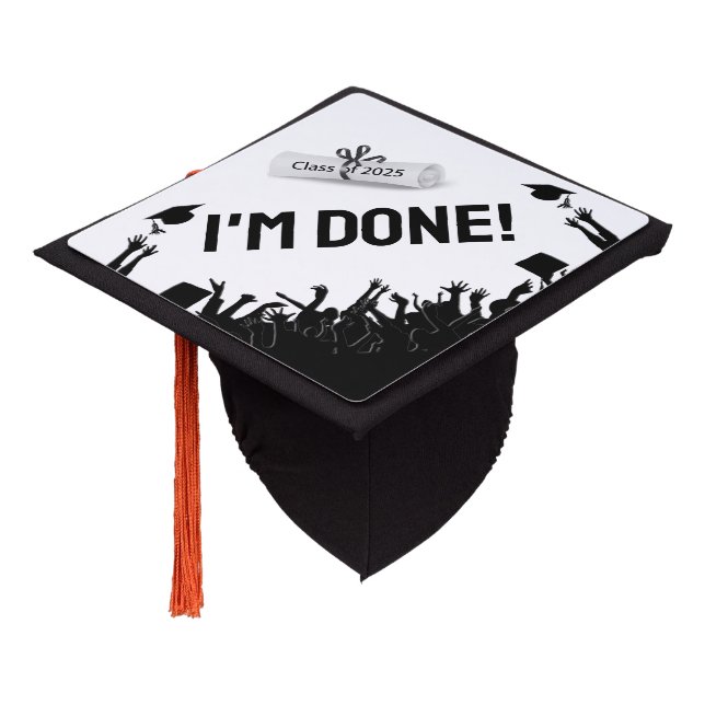 Graduate Quote with 2025 Diploma  Graduation Cap Topper (Angled)