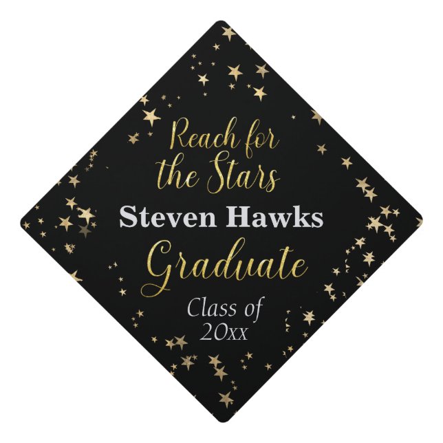 Graduate Reach For The Stars    Graduation Cap Topper (Front)