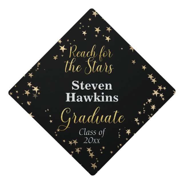 Graduate Reach For The Stars    Graduation Cap Topper (Front)