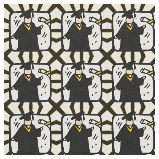 Graduate Receiving Diploma - Black & Gold Fabric