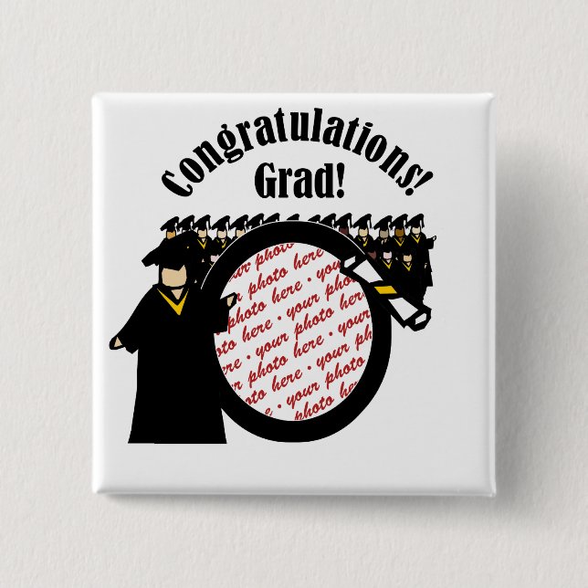 Graduate Receiving Diploma Photo Frame Button (Front)