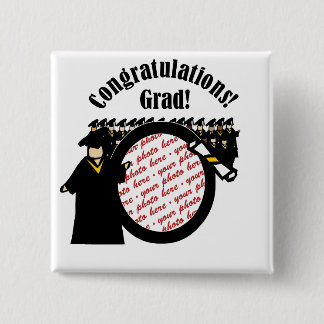 Graduate Receiving Diploma Photo Frame Button