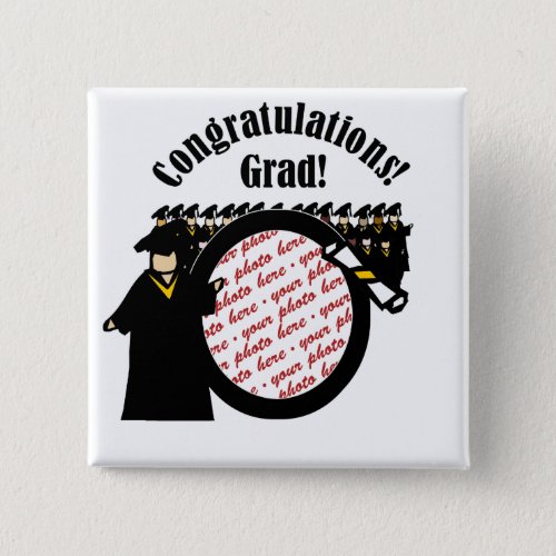 Graduate Receiving Diploma Photo Frame Button