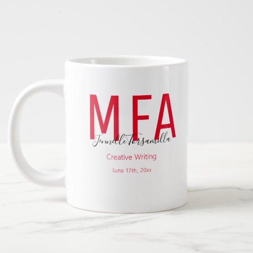 Graduate Red Black Date Name Degree MFA Giant Coff Giant Coffee Mug