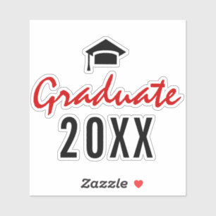 Graduate red, black graduation 2026 handwritten sticker